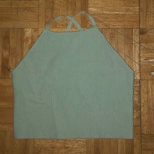 teal cross strap top